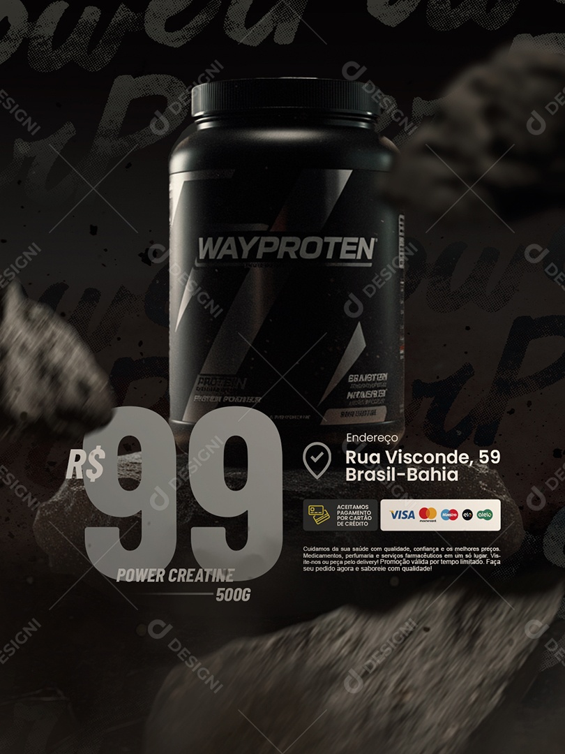 Suplementos Power Creatine Social Media PSD Editável