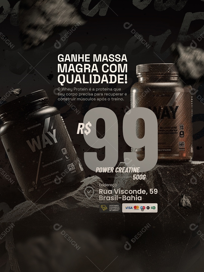 Suplementos Ganhe Massa Magra com Qualidade Social Media PSD Editável