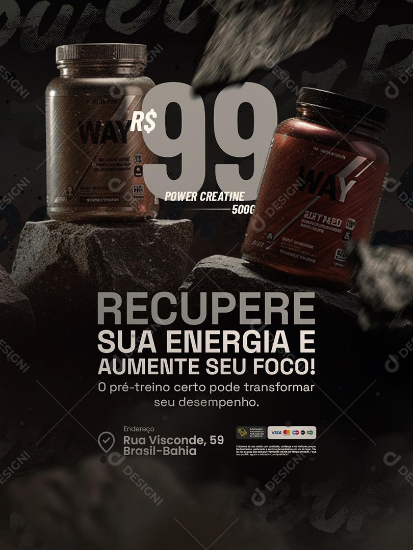Suplementos Recupere Sua Energia e Aumente seu Foco Social Media PSD Editável
