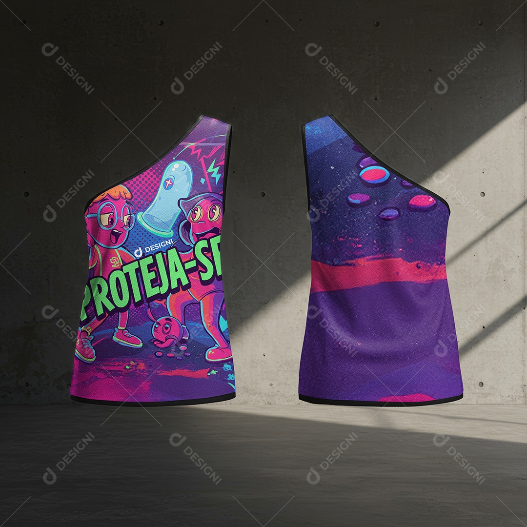 Mockup Blusa Feminina Ombro So Mula Manca PSD Editável