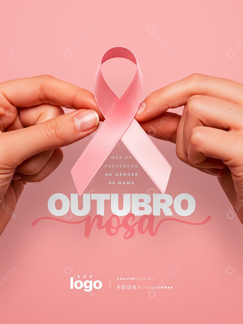 Outubro Rosa Mês de Prevenção ao Câncer de Mama Social Media PSD Editável