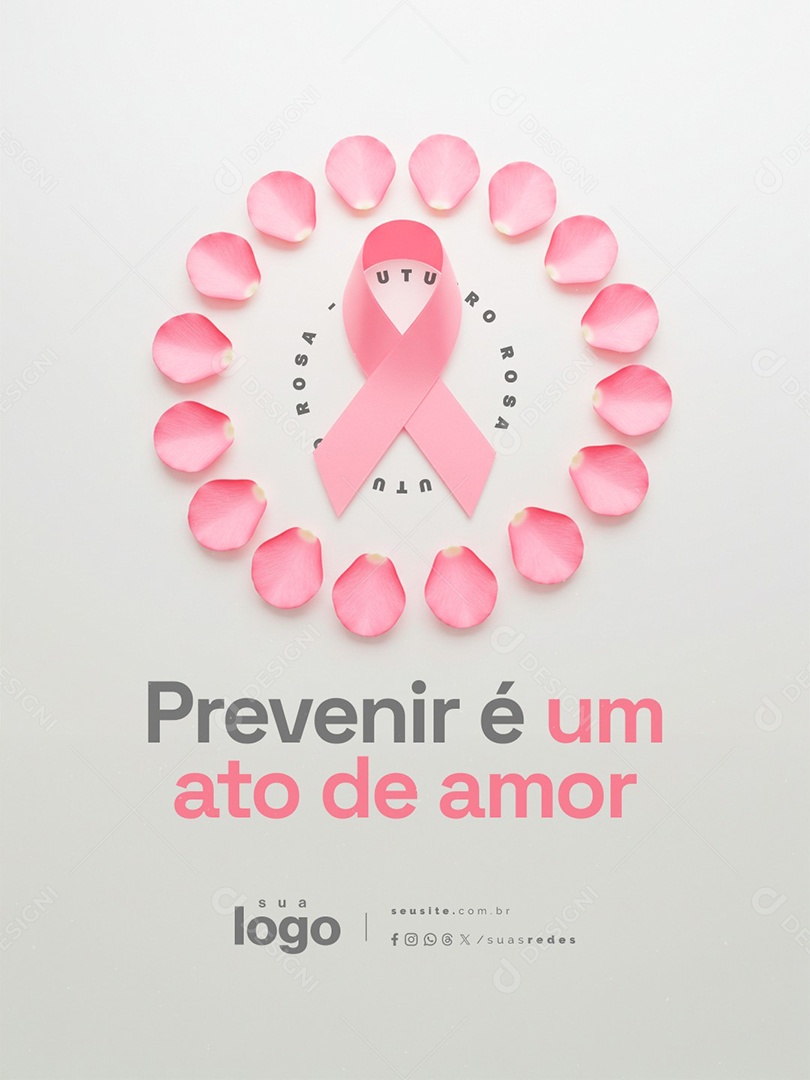 Outubro Rosa Prevenir é Um Ato de Amor Social Media PSD Editável