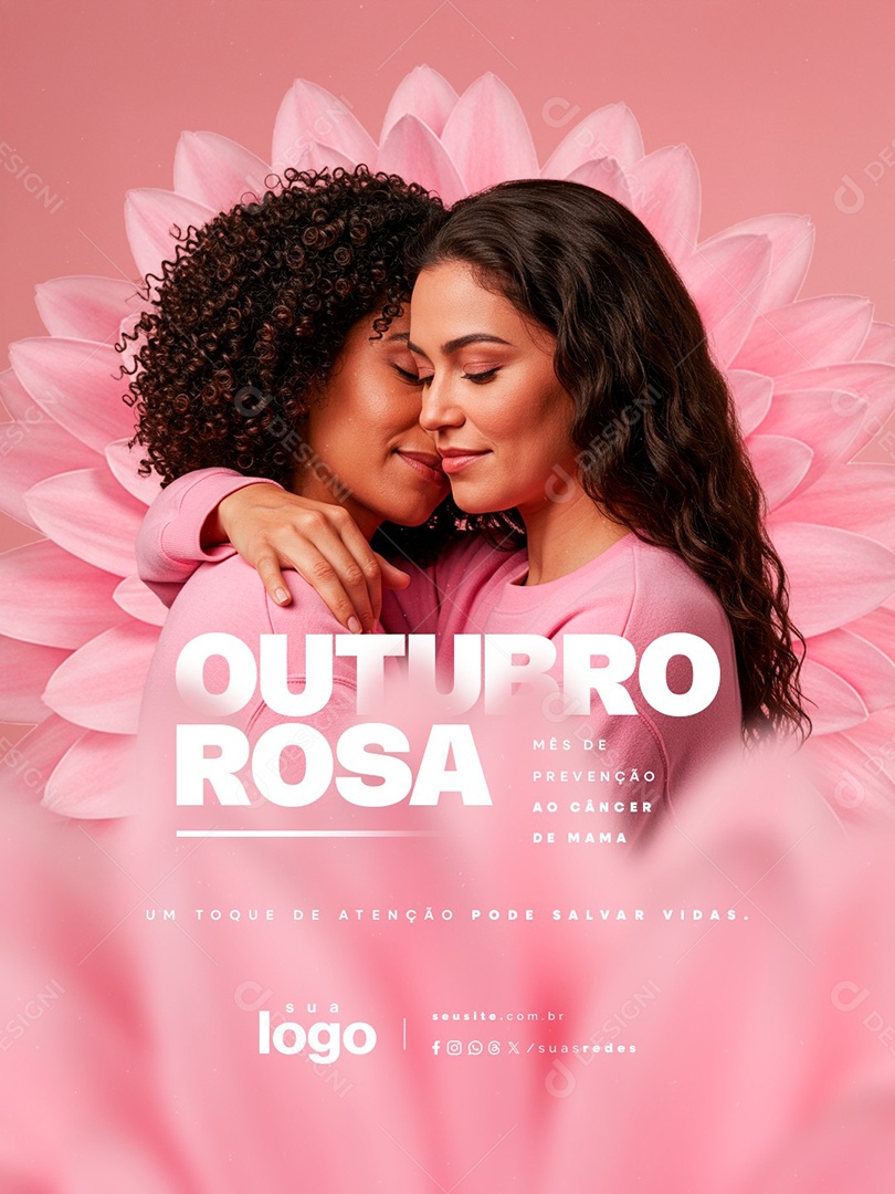 Outubro Rosa Um Toque de Atenção Pode Salvar Vidas Social Media PSD Editável