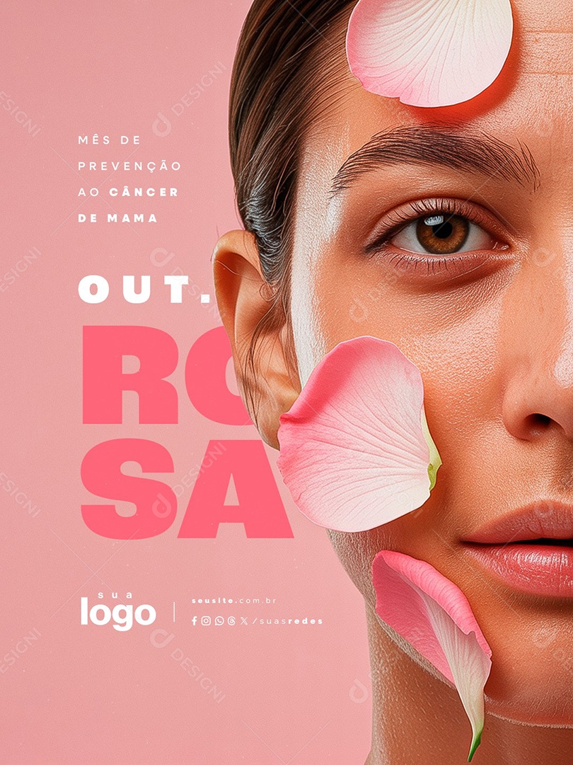 Outubro Rosa Mês de Prevenção ao Câncer de Mama Social Media PSD Editável