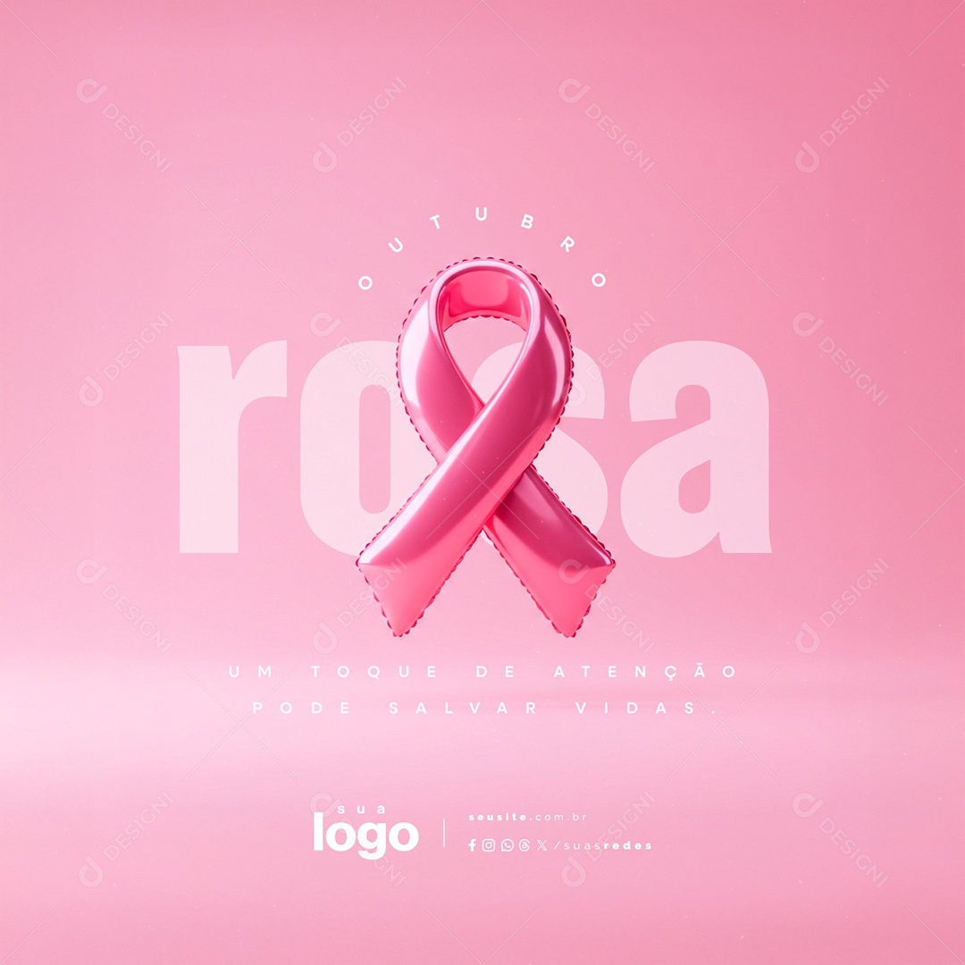 Outubro Rosa Um Toque de Atenção Pode Salvar Vidas Social Media PSD Editável