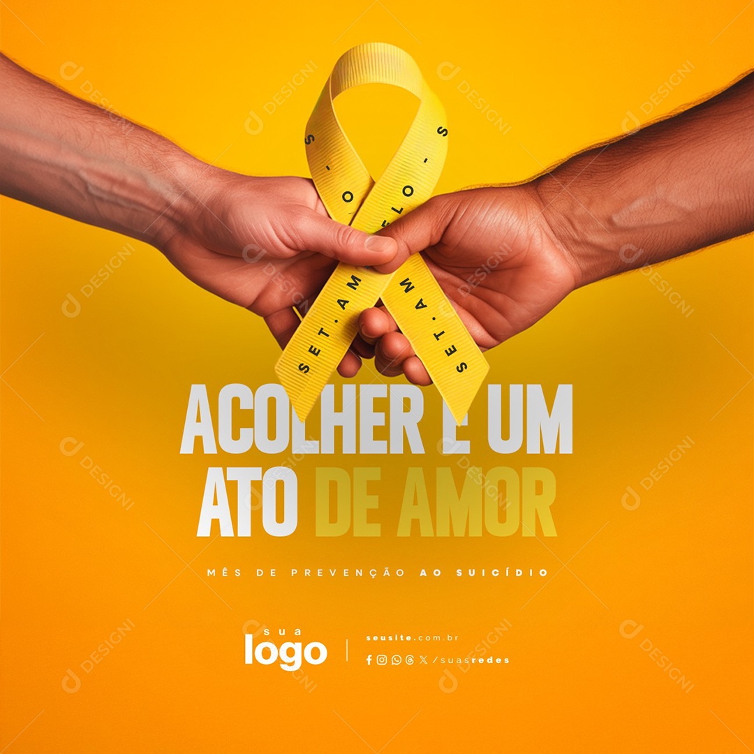 Setembro Amarelo Acolher é Um Ato de Amor Social Media PSD Editável