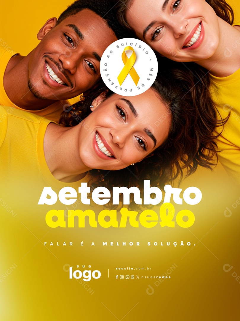 Setembro Amarelo Falar é a Melhor Solução Social Media PSD Editável