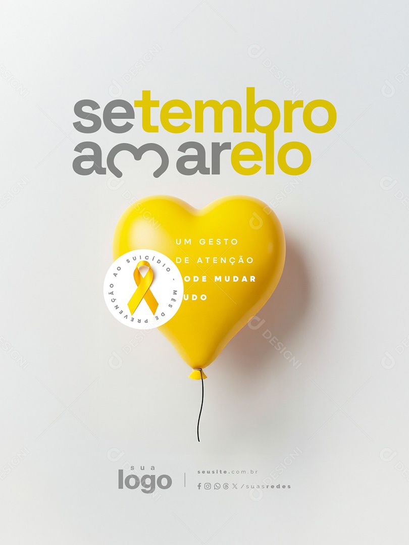 Setembro Amarelo Um Gesto de Atenção Pode Mudar Tudo Social Media PSD Editável