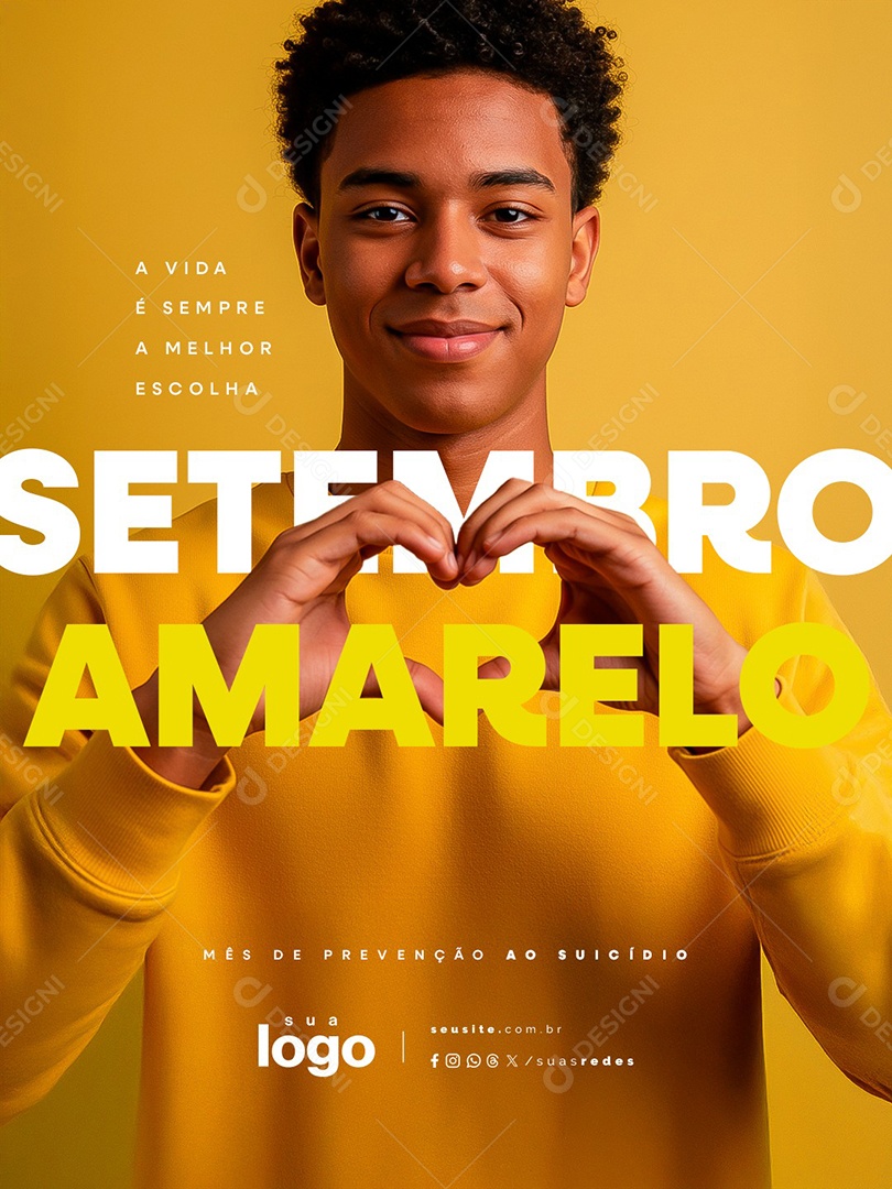 Setembro Amarelo Mês de Prevenção ao Suicídio Social Media PSD Editável