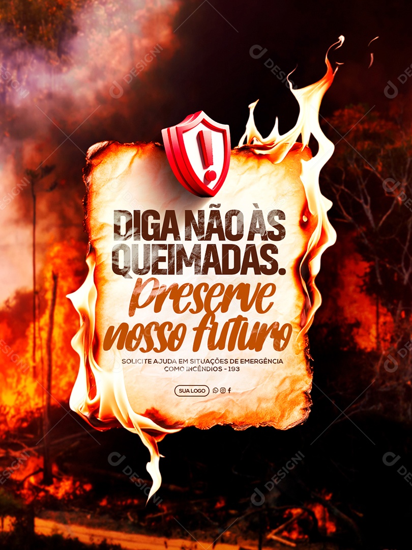 Diga Não as Queimadas Social media PSD Editável