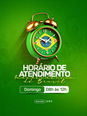 Dia da Independência do Brasil Hórrido de Funcionamento Social Media PSD Editável