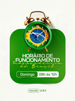 Dia da Independência do Brasil Hórrido de Funcionamento Social Media PSD Editável