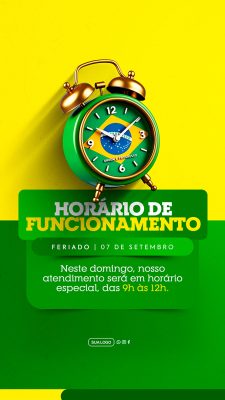 Story Dia da Independência do Brasil Hórrido de Funcionamento Social Media PSD Editável