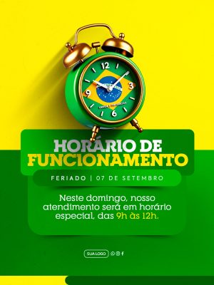 Dia da Independência do Brasil Hórrido de Funcionamento Social Media PSD Editável