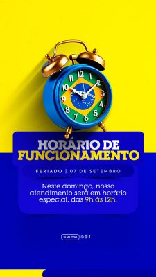 Story Dia da Independência do Brasil Hórrido de Funcionamento Social Media PSD Editável