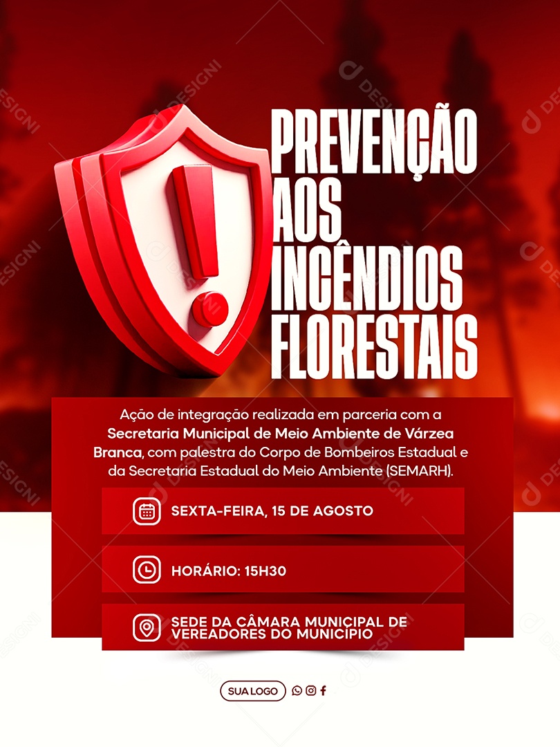 Prevenção nos Incêndio Social Media PSD Editável