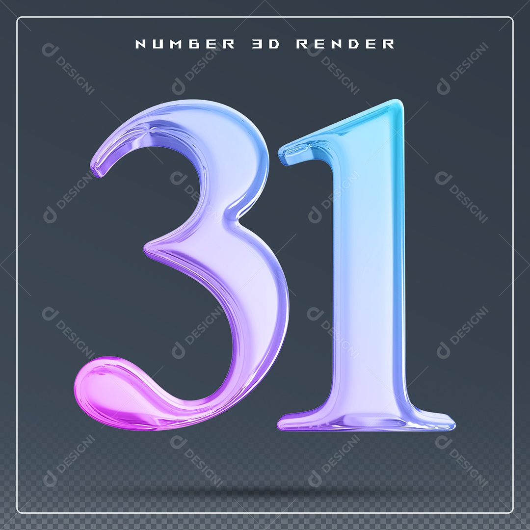 Elemento 3D Número 0 Colorido para Composição PSD