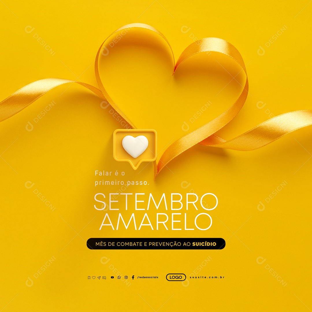Setembro Amarelo Falar é o Primeiro Passo Social Media PSD Editável