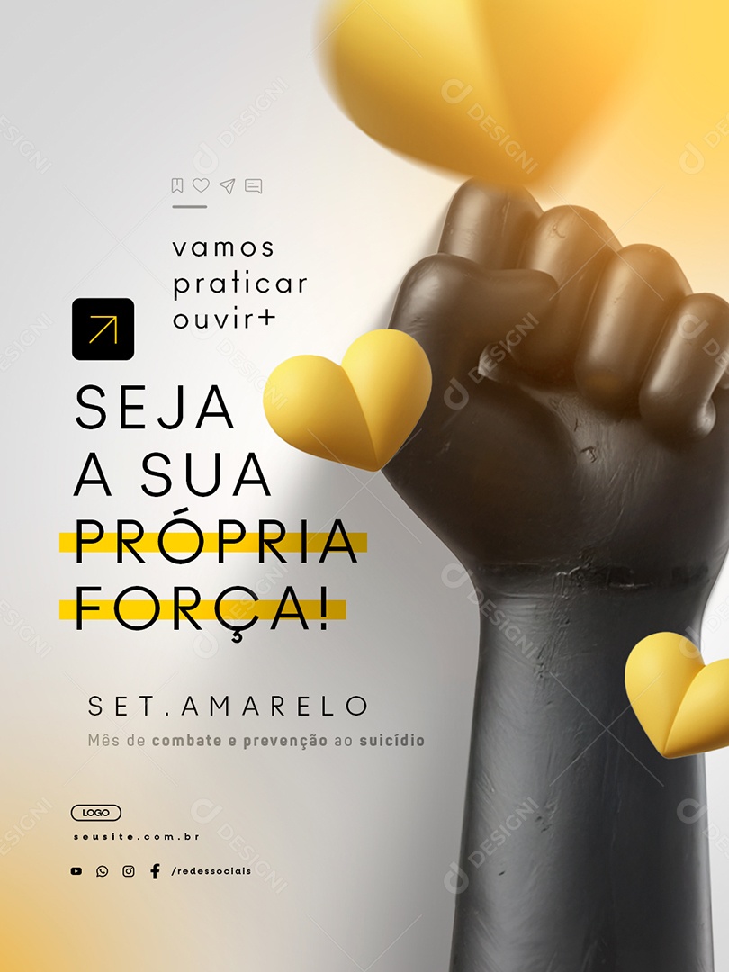 Setembro Amarelo Seja a Sua Própria Força Social Media PSD Editável