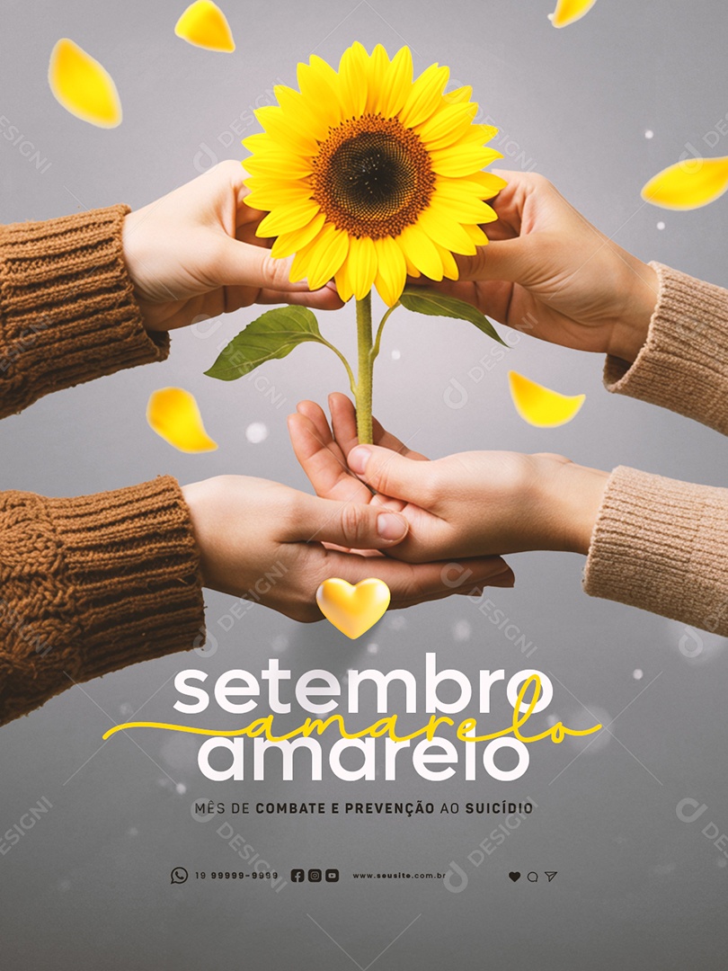 Setembro Amarelo Mês de Combate e Prevenção ao Suicídio Social Media PSD Editável