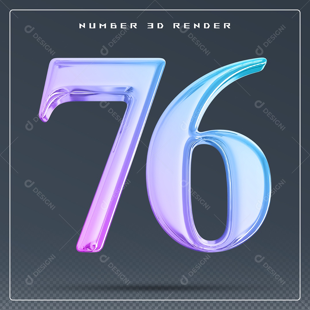 Elemento 3D Número  Colorido para Composição PSD