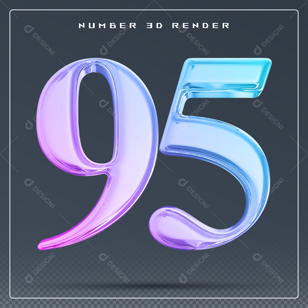 Elemento 3D Número 95 Colorido para Composição PSD