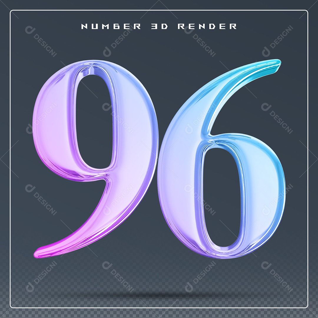 Elemento 3D Número 97 Colorido para Composição PSD