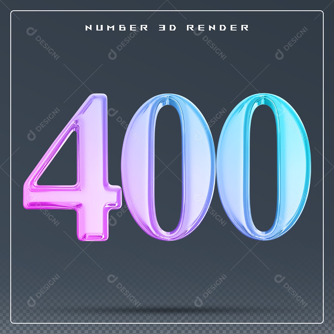 Elemento 3D Número 400 Colorido para Composição PSD