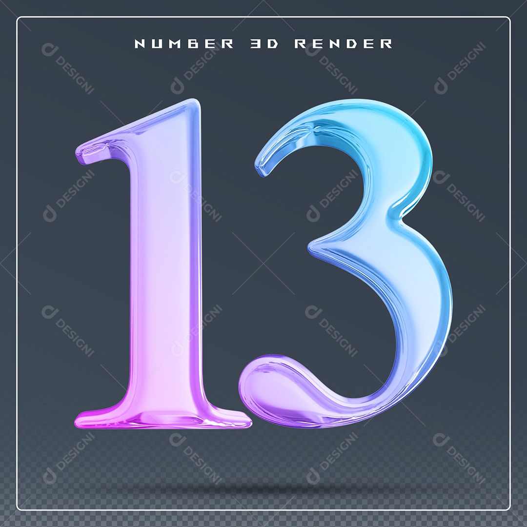 Elemento 3D Número 0 Colorido para Composição PSD