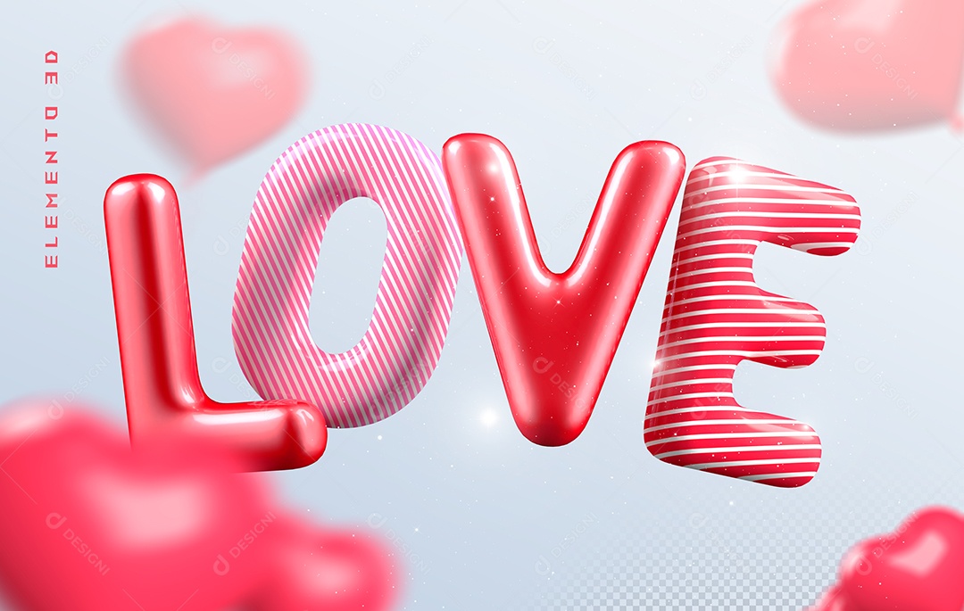 Elemento 3D Love para Composição PSD