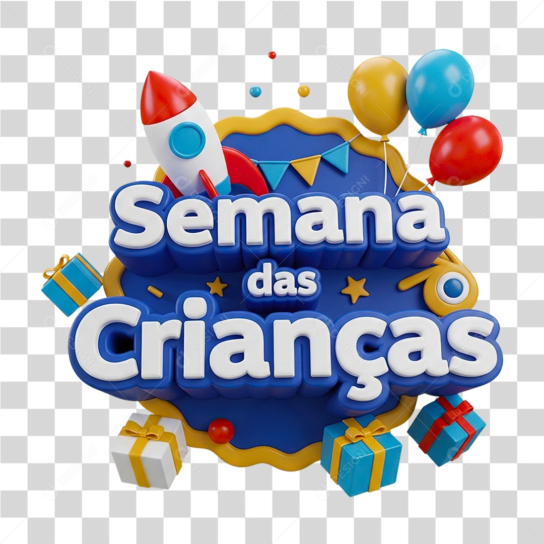 Selo 3D Semana das Crianças PNG Transparente