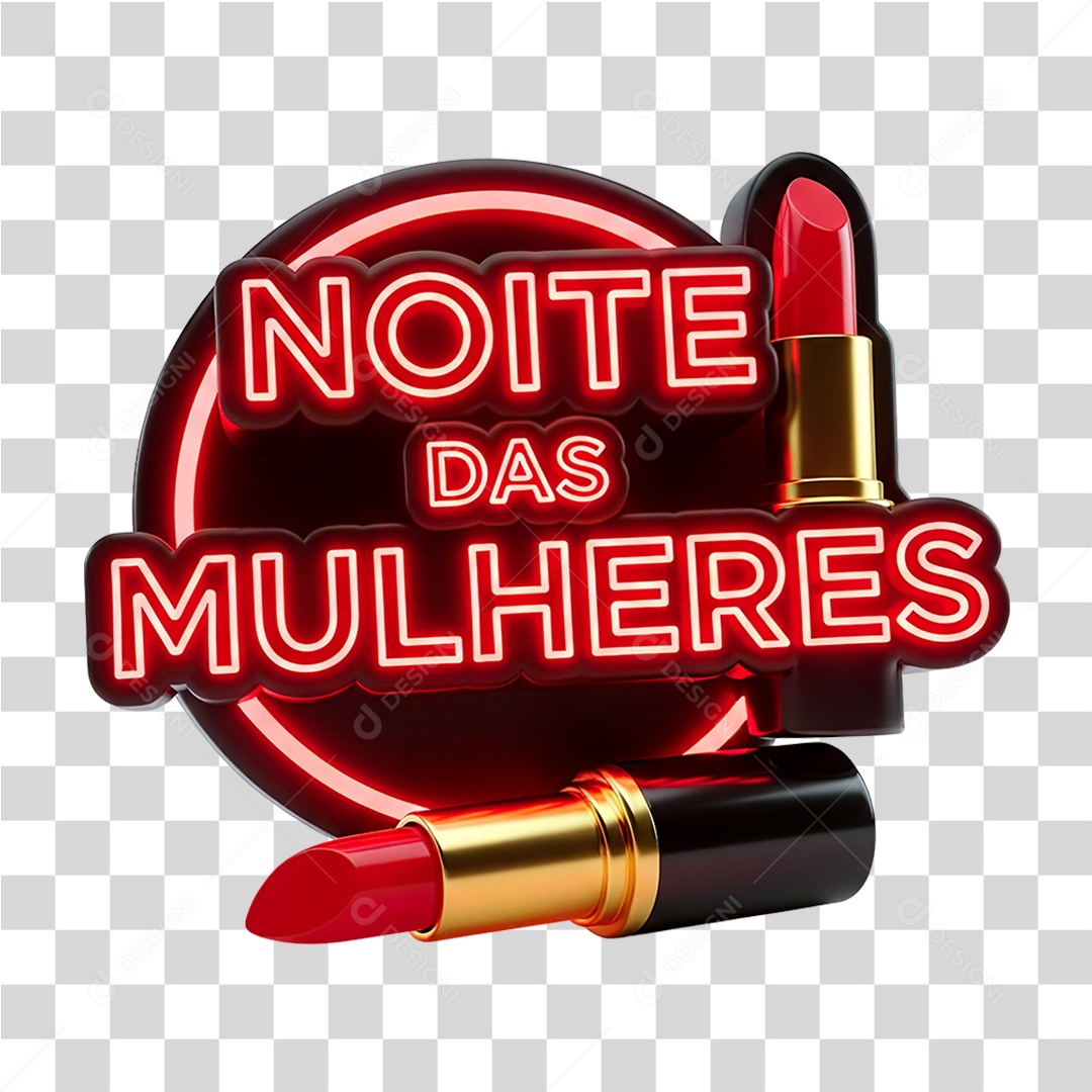 Selo 3D Noite das Mulheres PNG Transparente