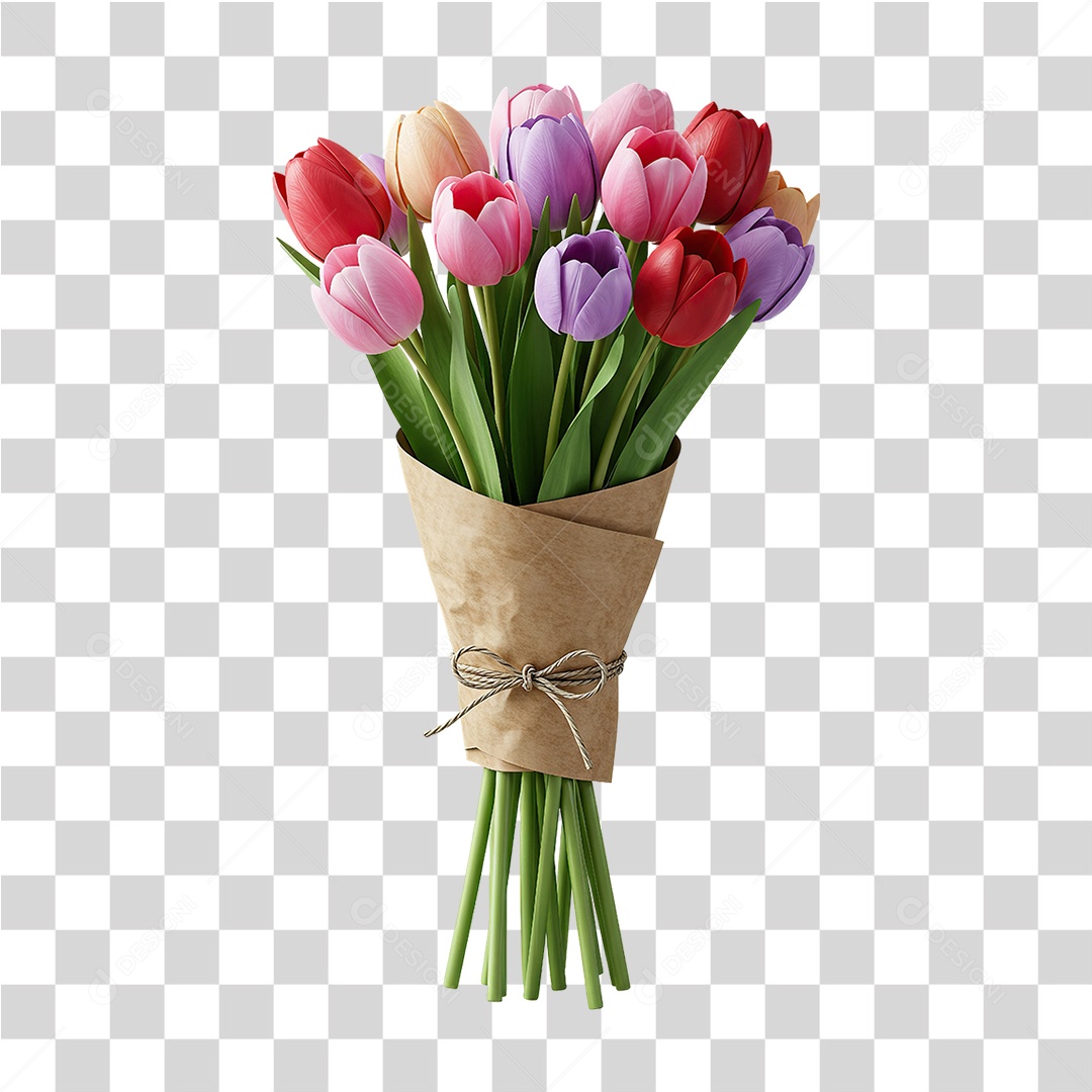 Buquê de Flores Tulipa PNG Transparente