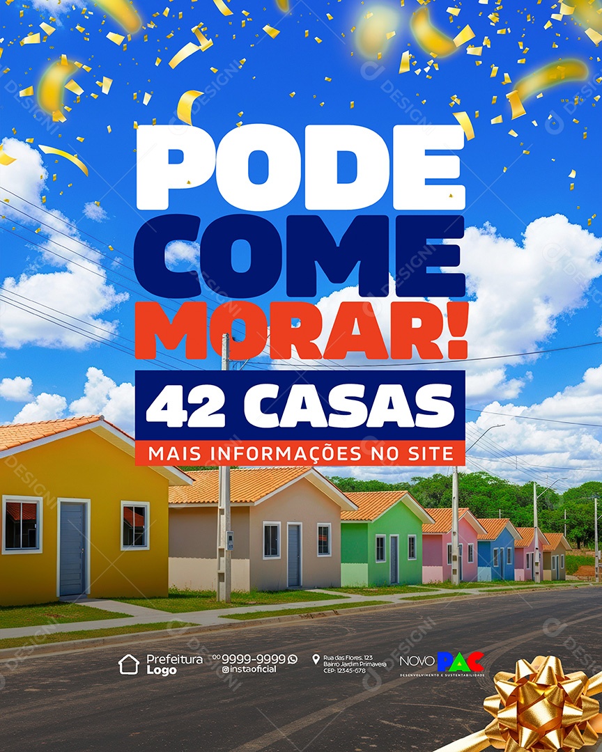 Prefeitura Pode Comemorar 42 Casas Social Media PSD Editavel