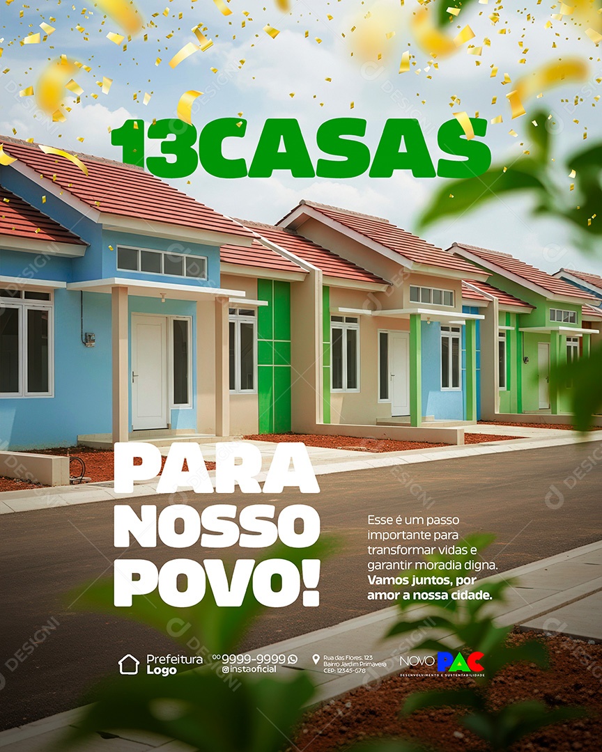 Prefeitura 13 Casas Populares Social Media PSD Editavel