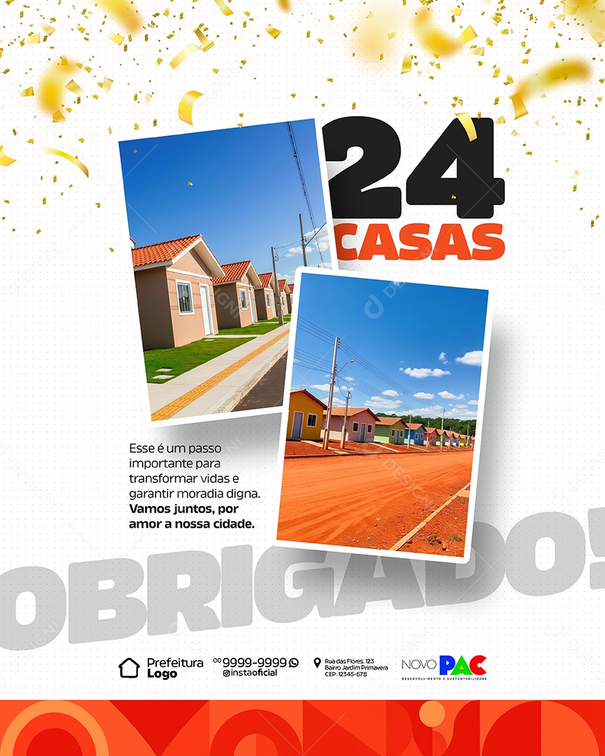 Prefeitura 24 Casas Populares Social Media PSD Editavel