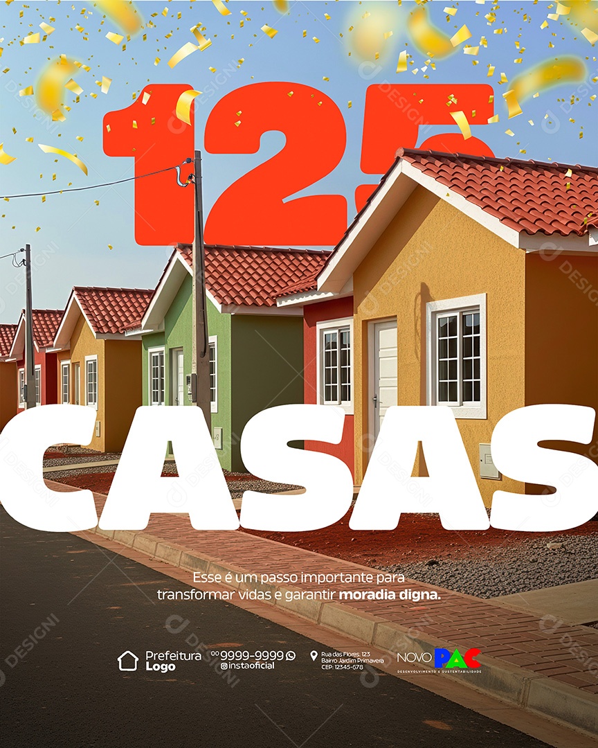 Prefeitura 125 Casas Populares Social Media PSD Editavel