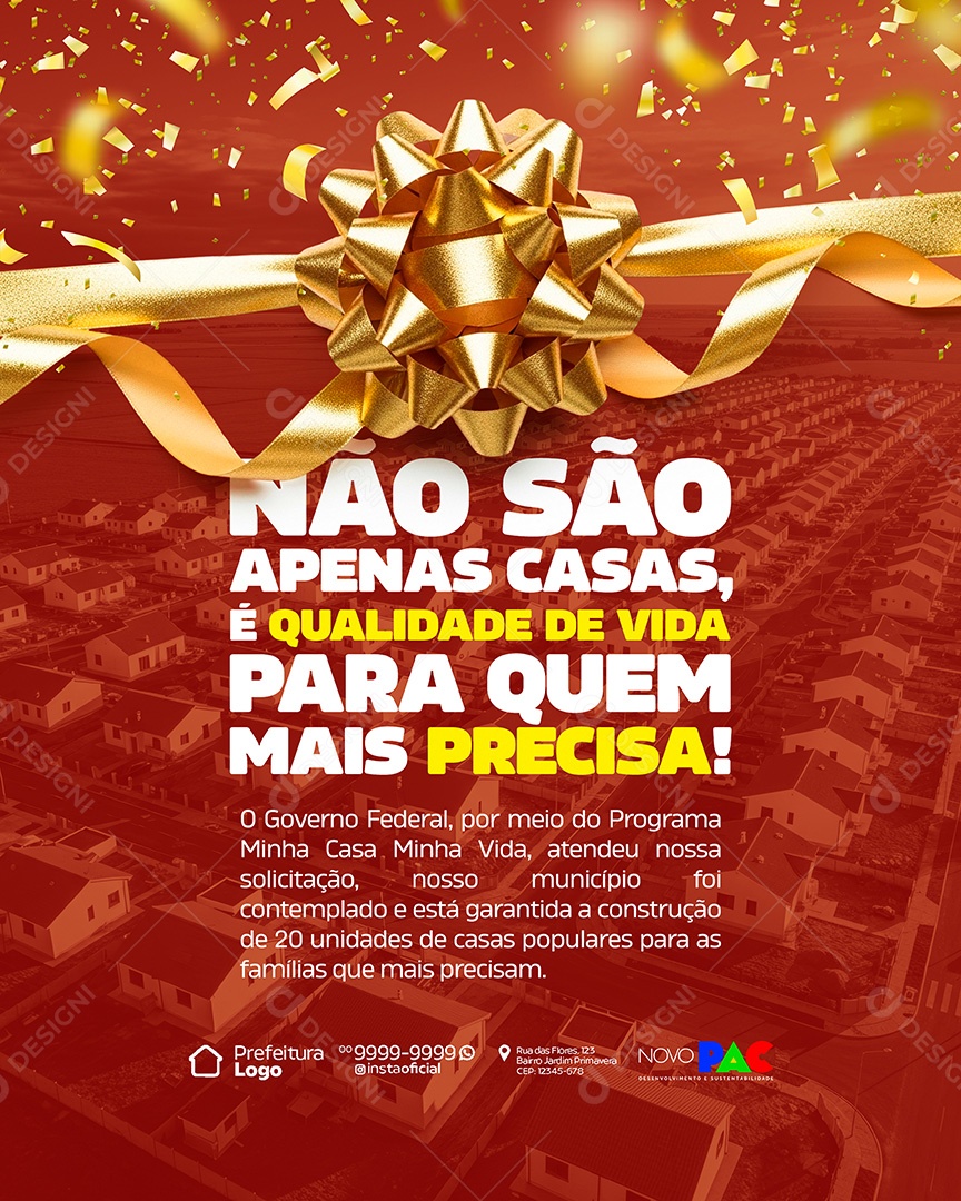 Prefeitura Casas Populares Não São Apenas Casas é Qualidade de Vida Social Media PSD Editavel