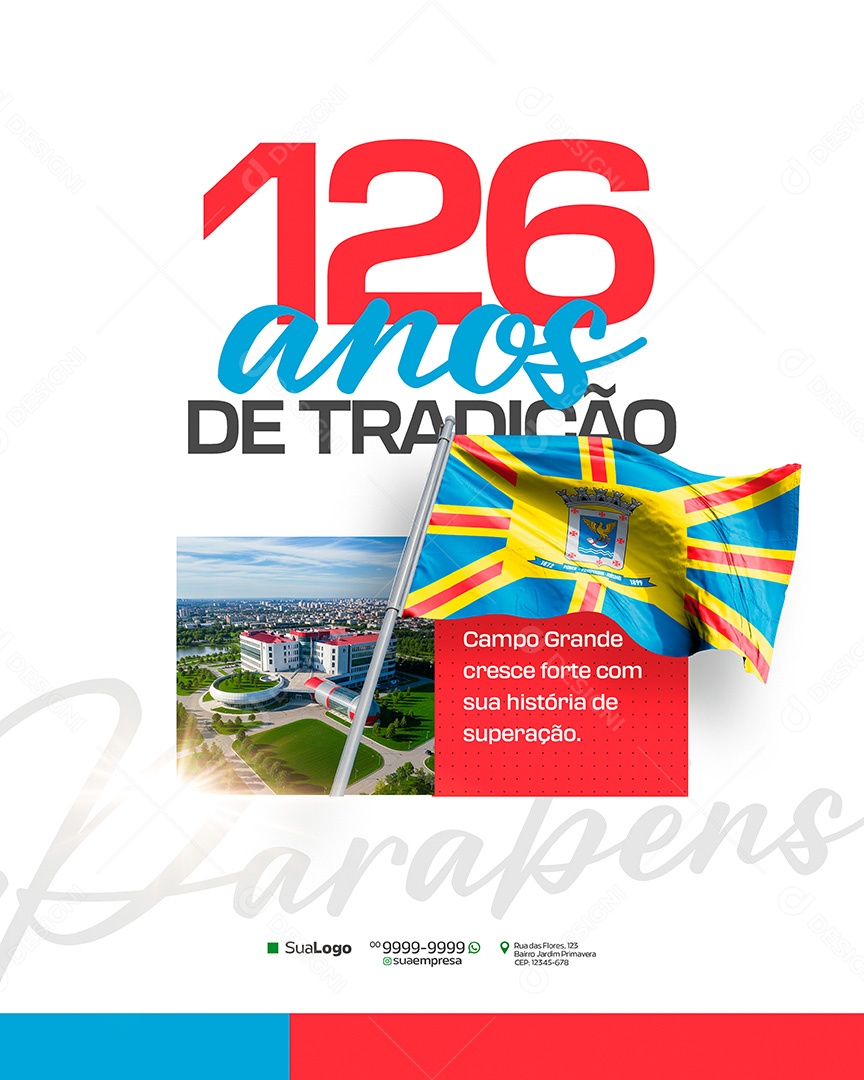 Parabéns Campo Grande 126 Anos Social Media PSD Editável