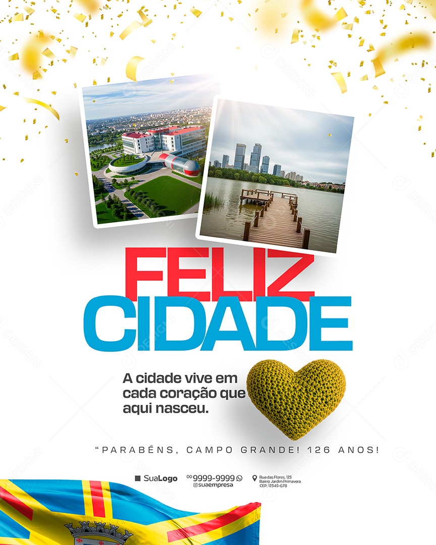 Feliz Cidade Campo Grande 126 Anos Social Media PSD Editável