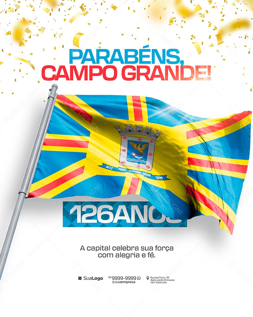 Parabéns Campo Grande 126 Anos Social Media PSD Editável