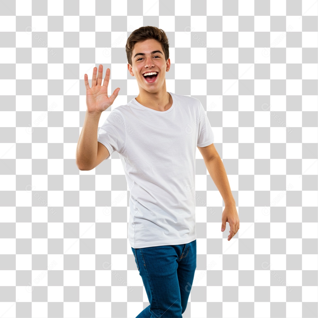 Homem Acenando Sorrindo PNG Transparente