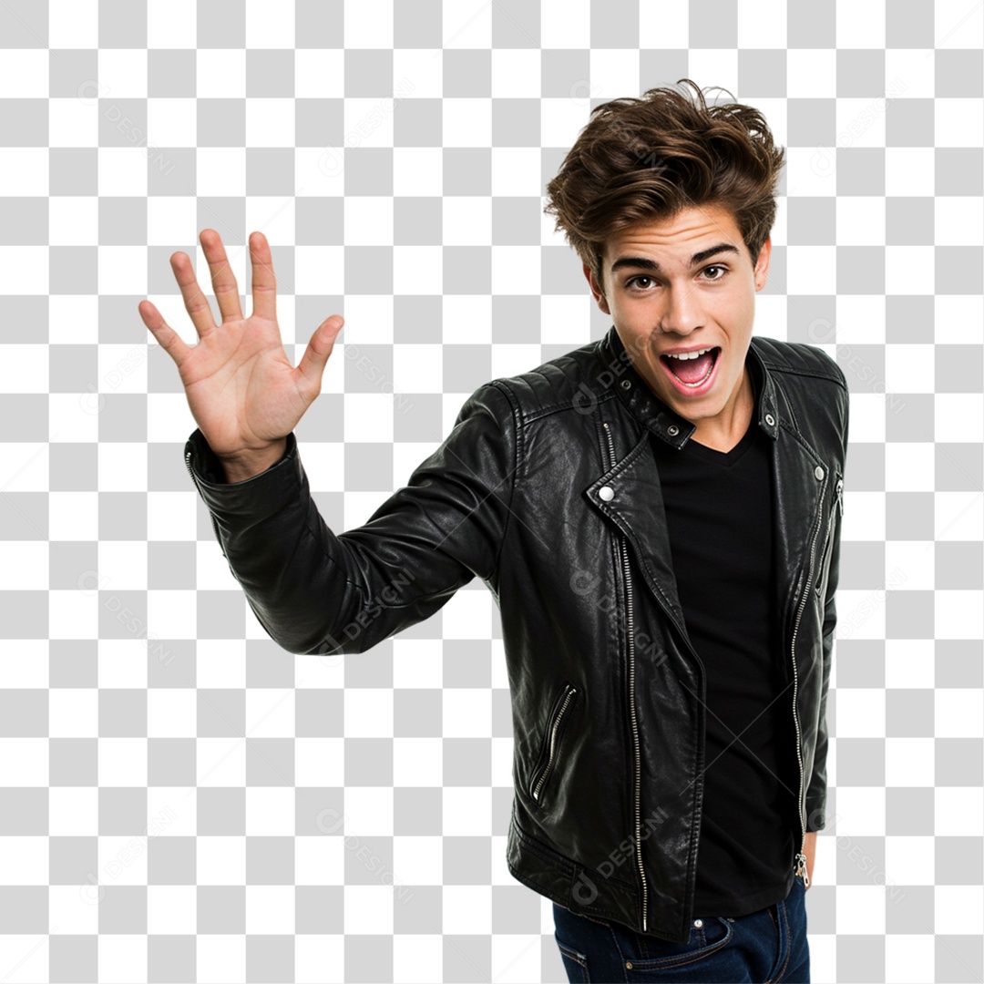 Homem Acenando Sorrindo PNG Transparente