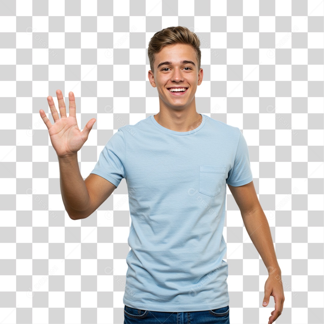 Homem Acenando Sorrindo PNG Transparente