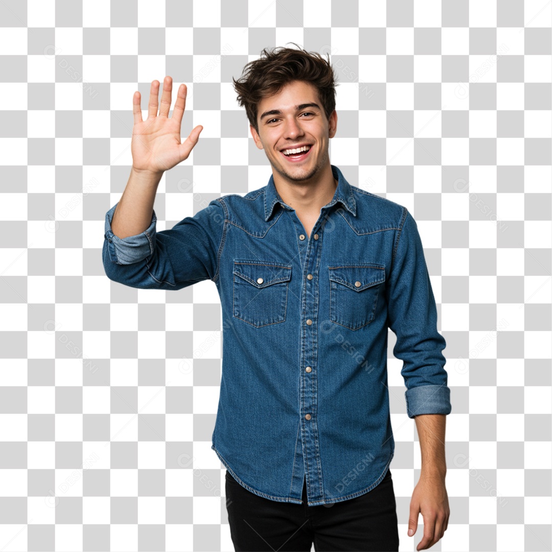 Homem Acenando Sorrindo PNG Transparente
