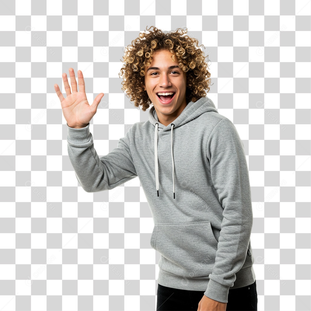 Homem Acenando Sorrindo PNG Transparente
