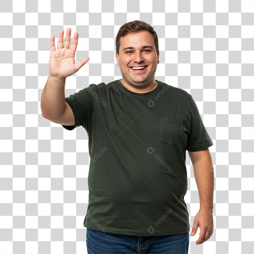 Homem Acenando Sorrindo PNG Transparente