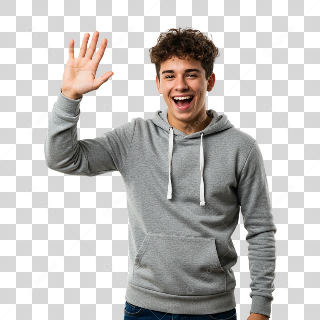 Homem Acenando Sorrindo PNG Transparente