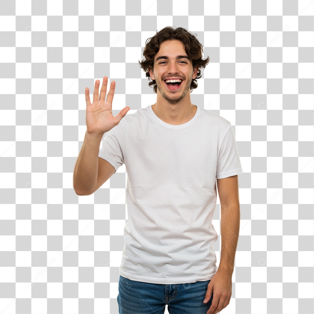 Homem Acenando Sorrindo PNG Transparente