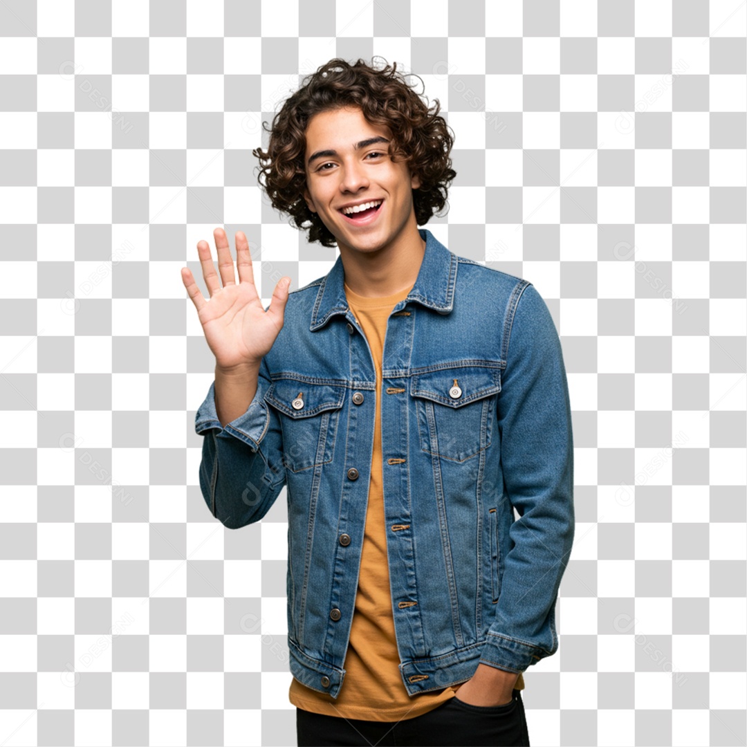 Homem Acenando Sorrindo PNG Transparente